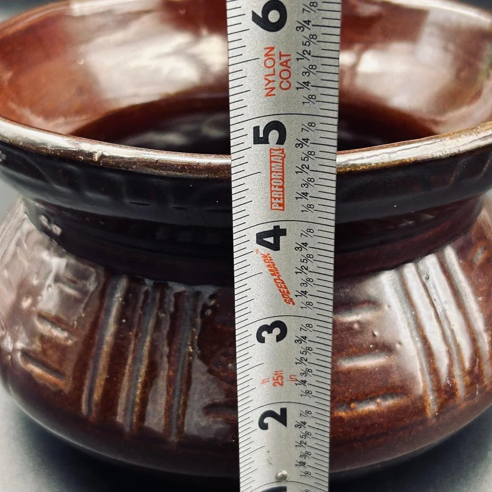 VTG Ohio Brown Glaze Pottery Spittoon USA Cuspidor Ceramic Planter Pot, Rustic